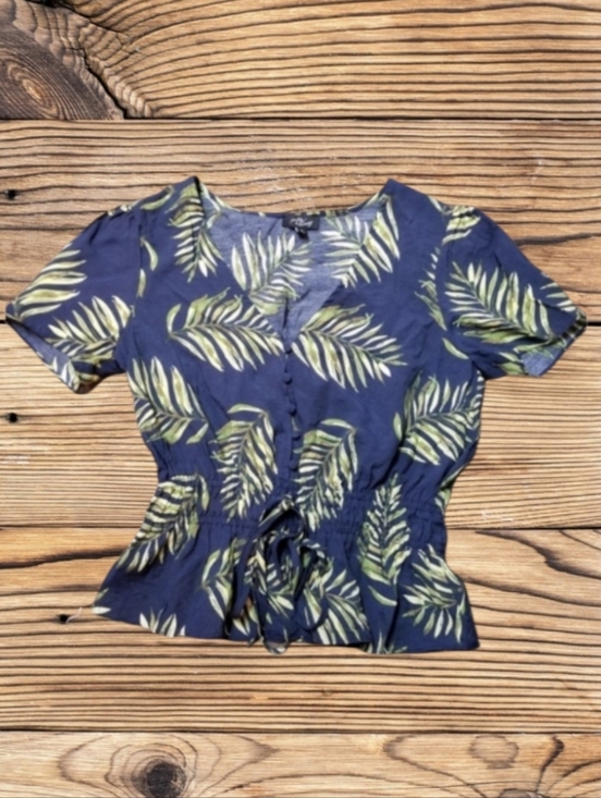 Milk & Honey Tops - MILK & HONEY BLUE&GREEN CROP TOP BUTTON&TIE FRONT